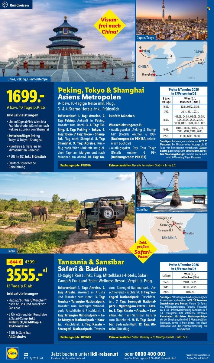 LIDL Flugblatt - Jänner/Februar Reise-Highlights
