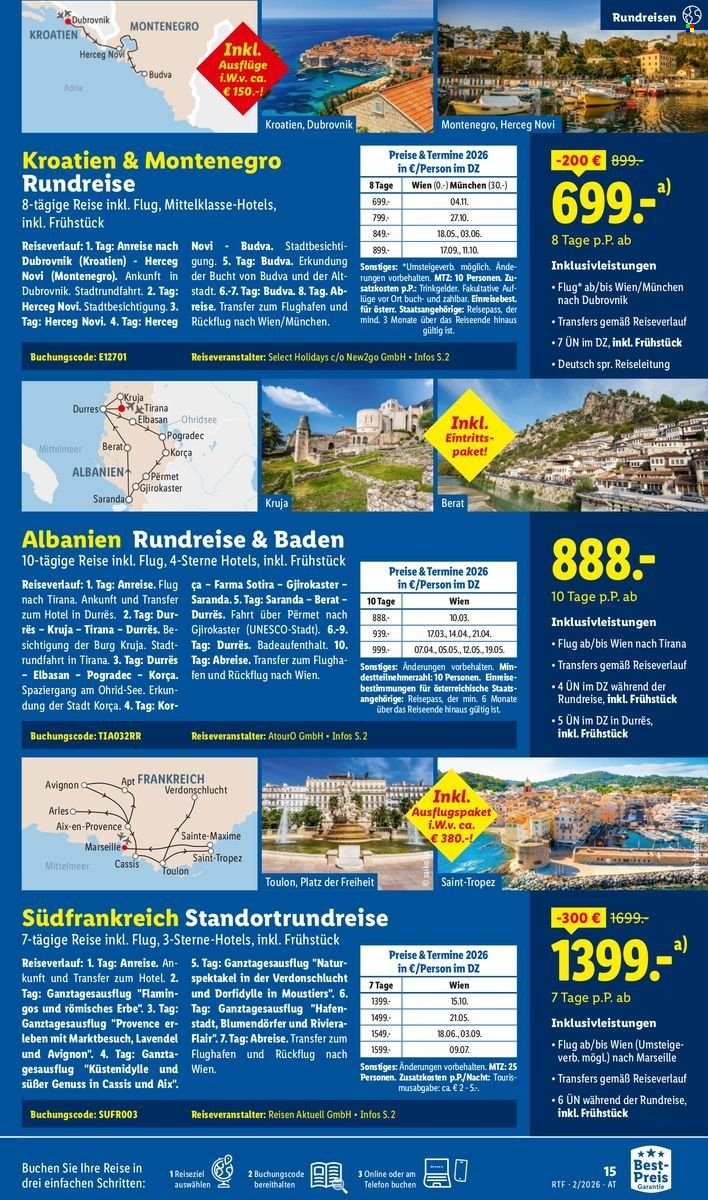 LIDL Flugblatt - Februar/März Reise-Highlights