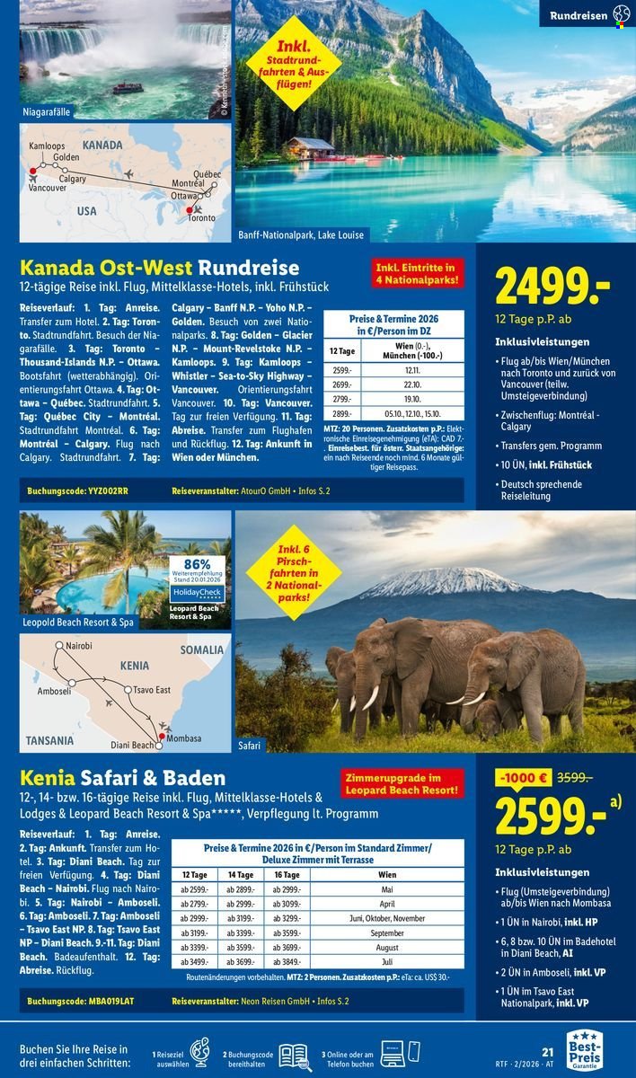 LIDL Flugblatt - Februar/März Reise-Highlights