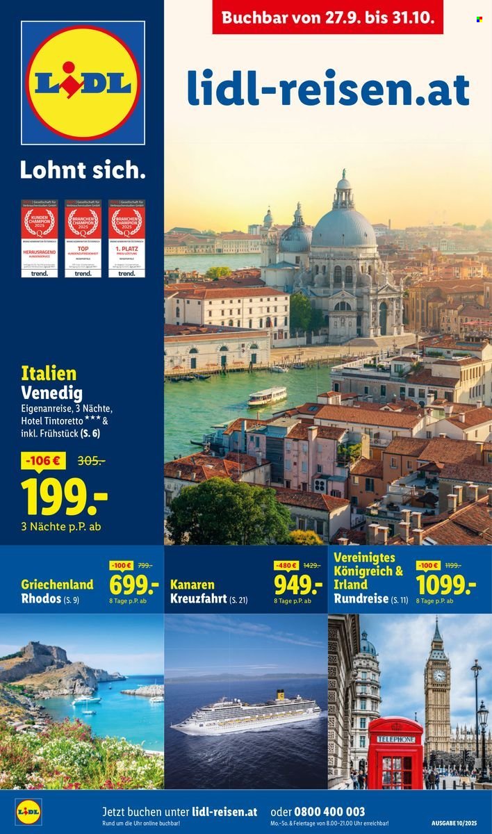 LIDL Flugblatt - Reisen - Oktober Reise-Highlights (2025-09-27 - 2025-10-31)
