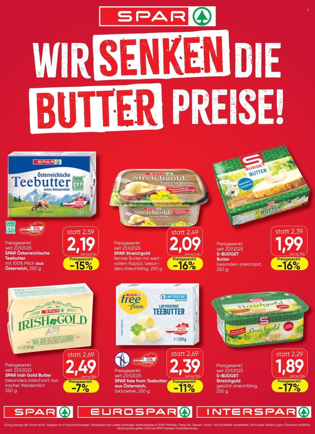 SPAR Flugblatt - Preissenkung Butter KW39 (2025-09-27 - 2025-10-04) | 1