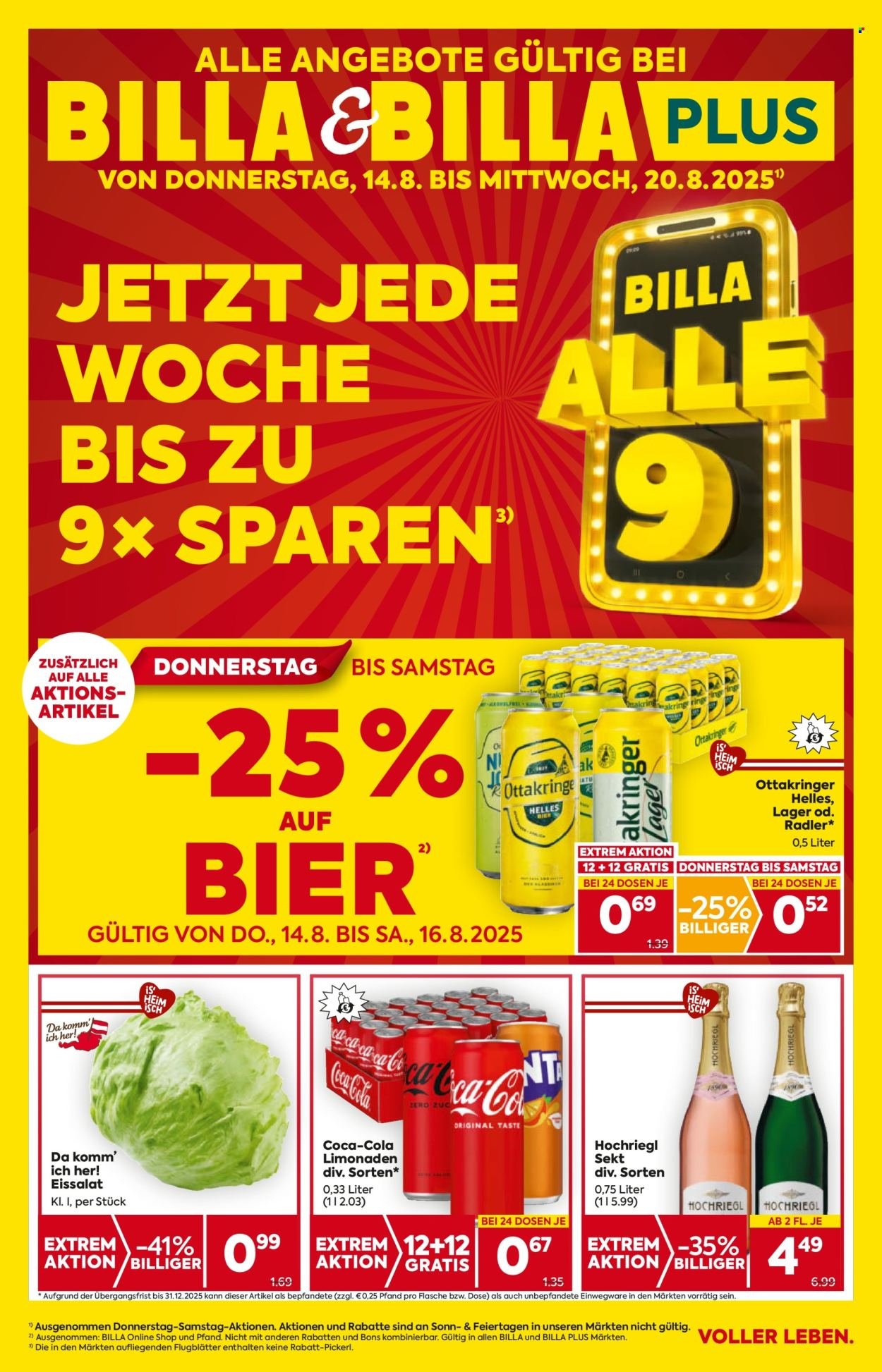 BILLA Flugblatt - Ab Donnerstag, 14.8.2025 (2025-08-14 - 2025-08-20) | 1