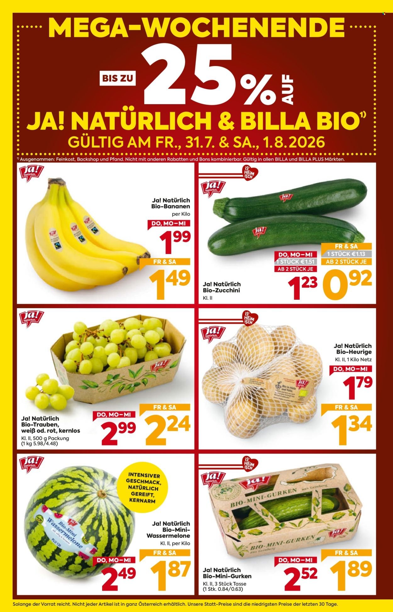 BILLA Flugblatt - Ab Donnerstag, 30.7.2026