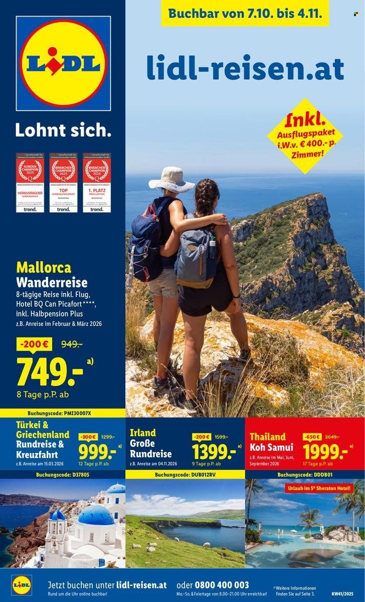 LIDL Flugblatt - Reisen - Oktober Sonderflyer (2025-10-07 - 2025-11-04) | 1