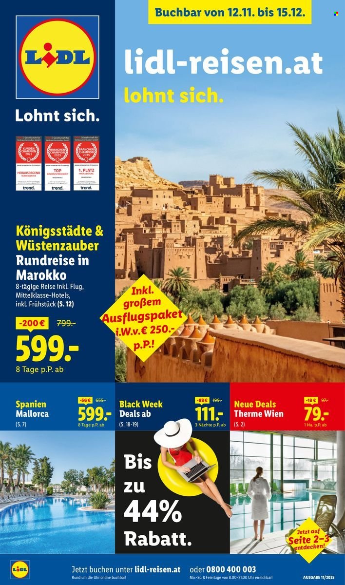 LIDL Flugblatt - Reisen - November/Dezember Reise-Highlights (2025-11-12 - 2025-12-15)