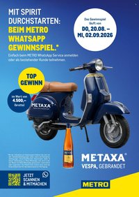 METRO Flugblatt - METRO WhatsApp Gewinnspiel Metaxa MP18 2026