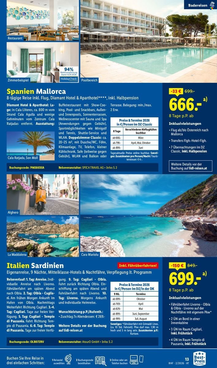 LIDL Flugblatt - Februar Reise-Highlights