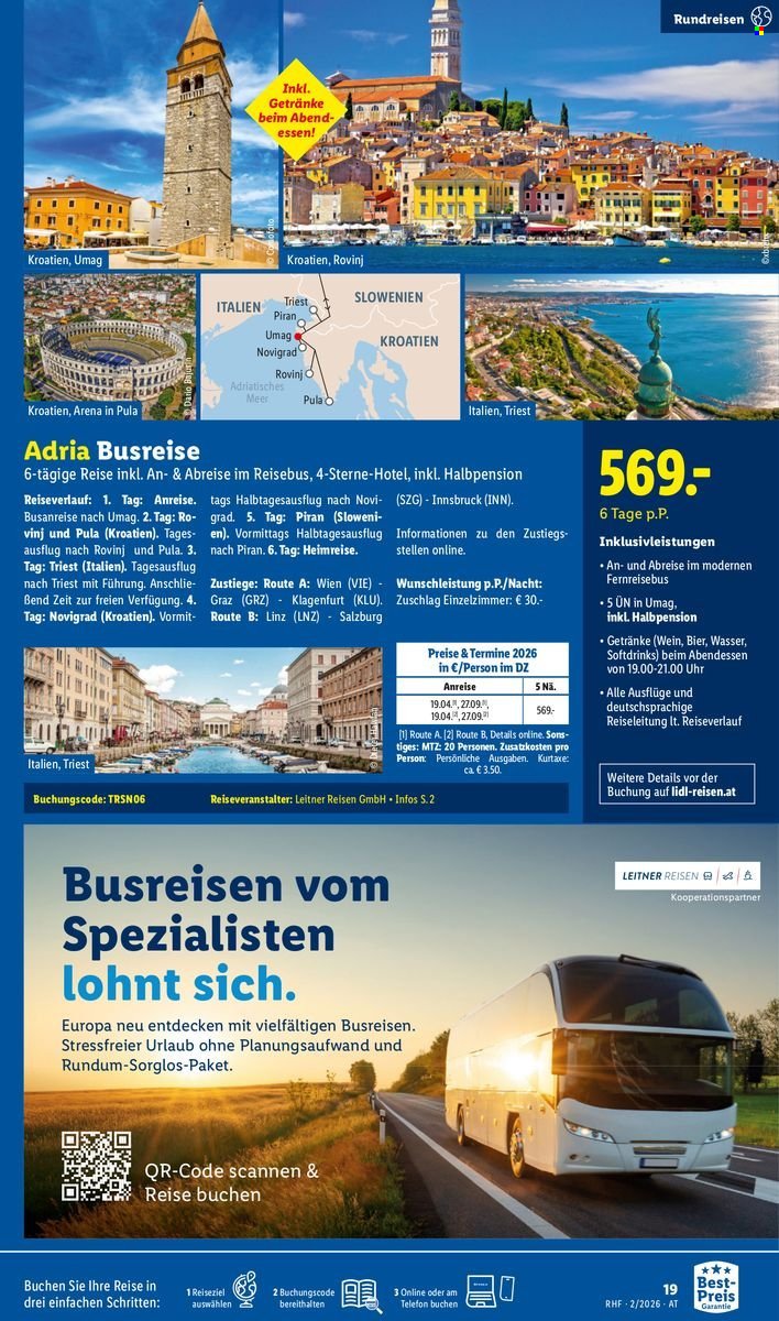 LIDL Flugblatt - Februar Reise-Highlights