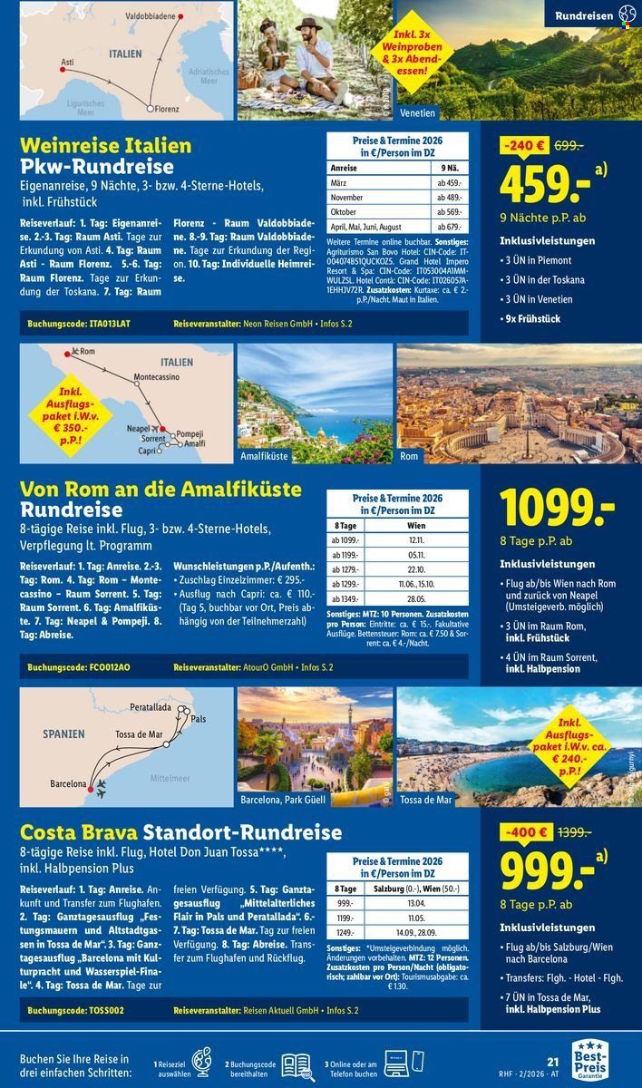 LIDL Flugblatt - Februar Reise-Highlights