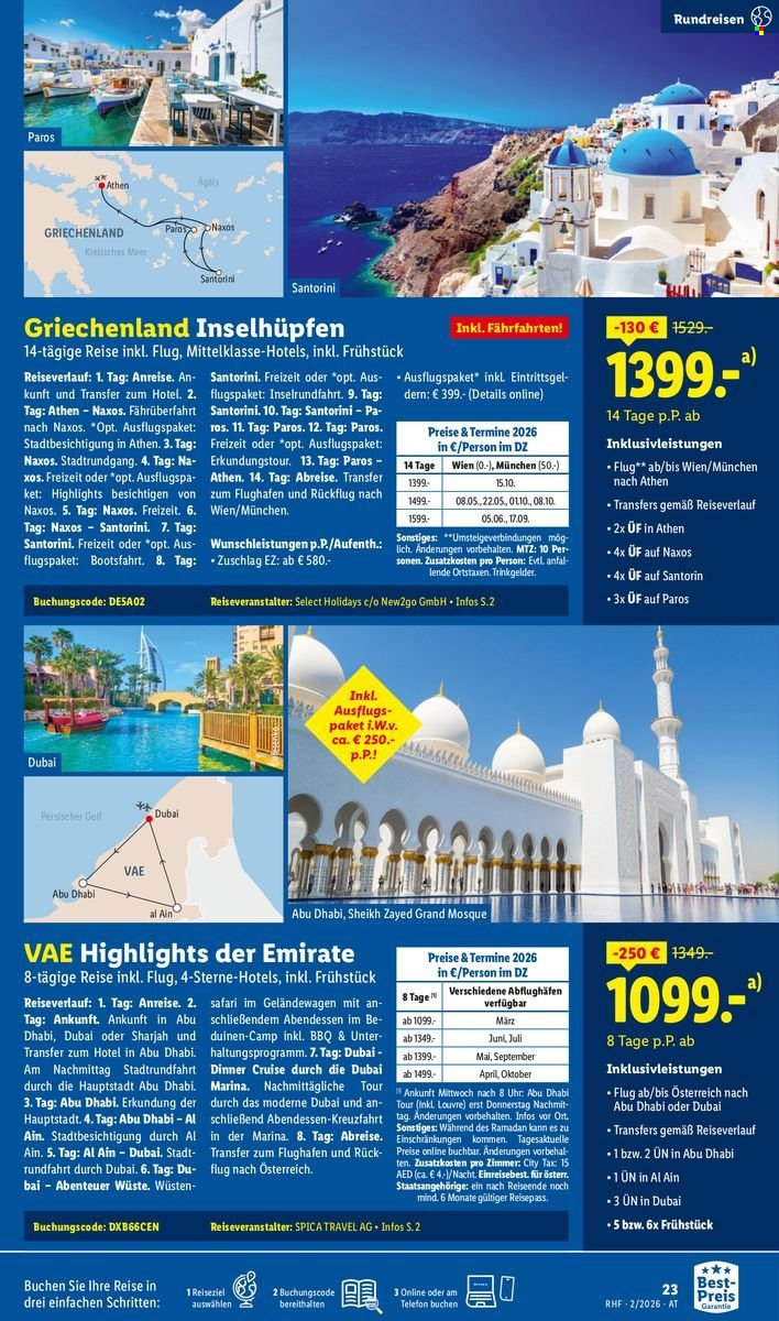 LIDL Flugblatt - Februar Reise-Highlights