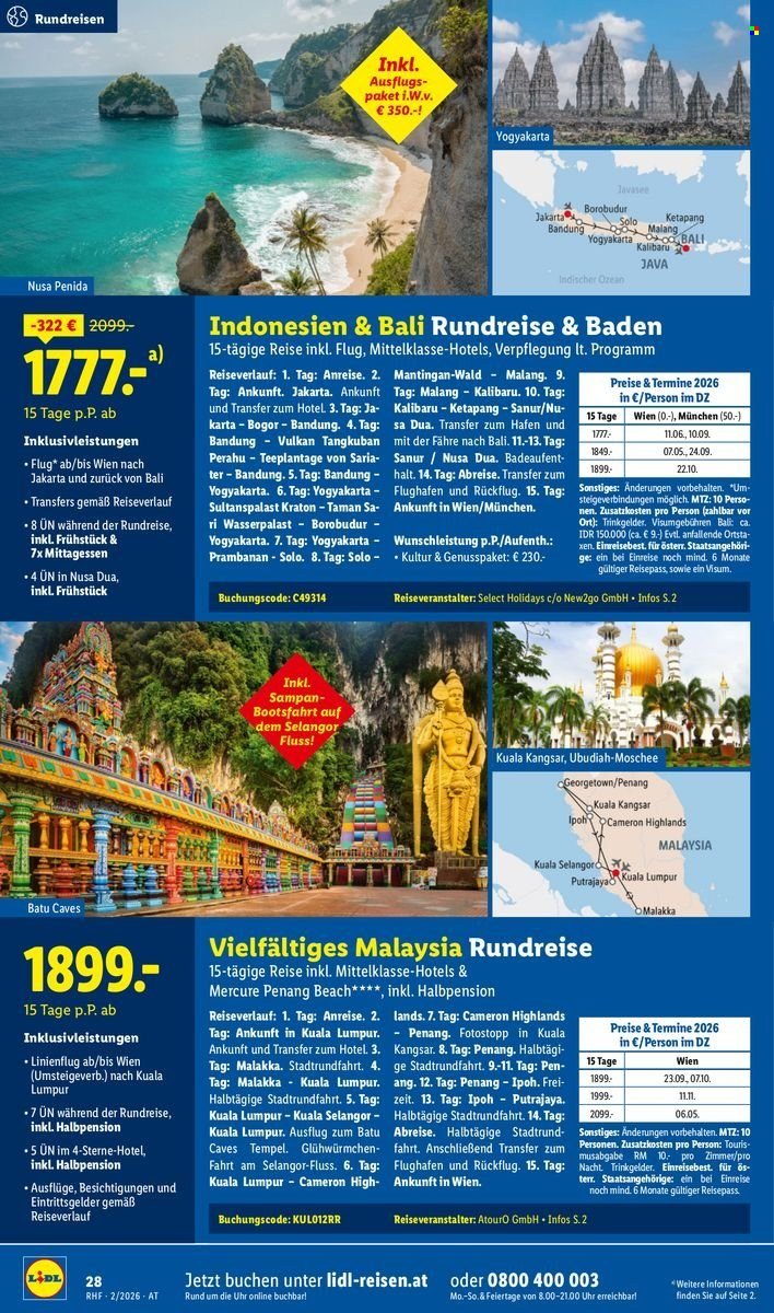 LIDL Flugblatt - Februar Reise-Highlights