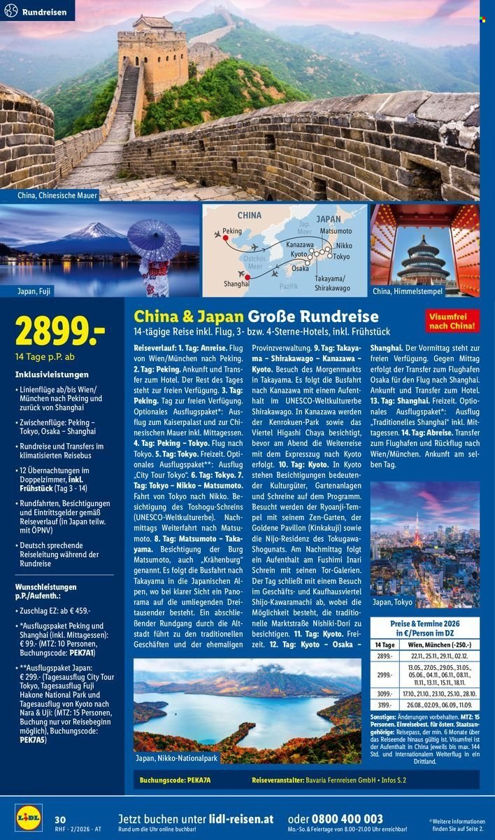 LIDL Flugblatt - Februar Reise-Highlights