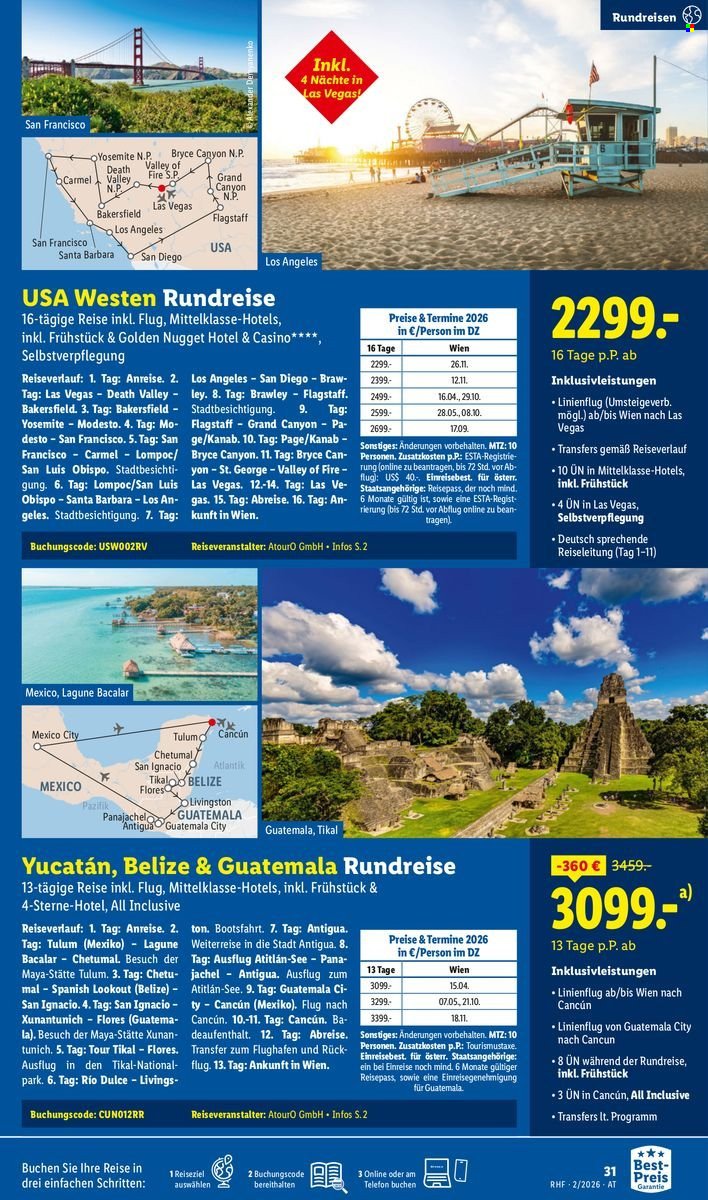 LIDL Flugblatt - Februar Reise-Highlights