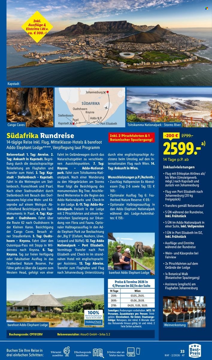 LIDL Flugblatt - Februar Reise-Highlights