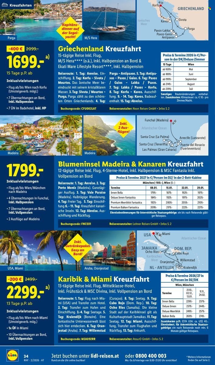 LIDL Flugblatt - Februar Reise-Highlights