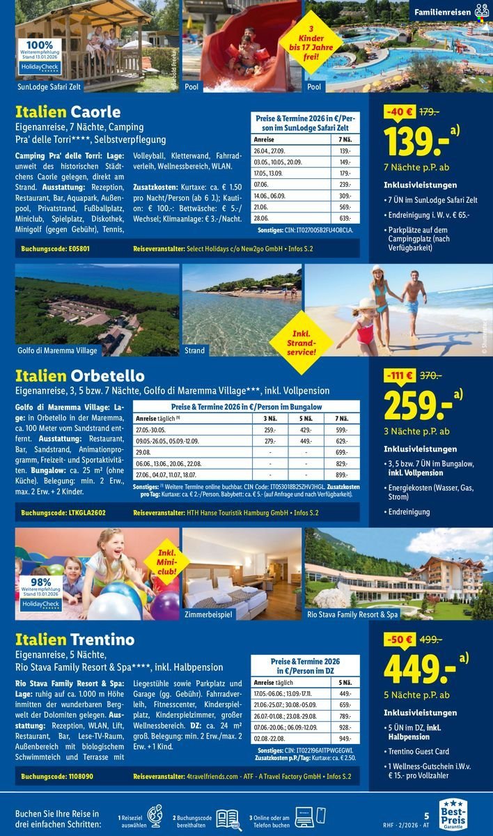 LIDL Flugblatt - Februar Reise-Highlights