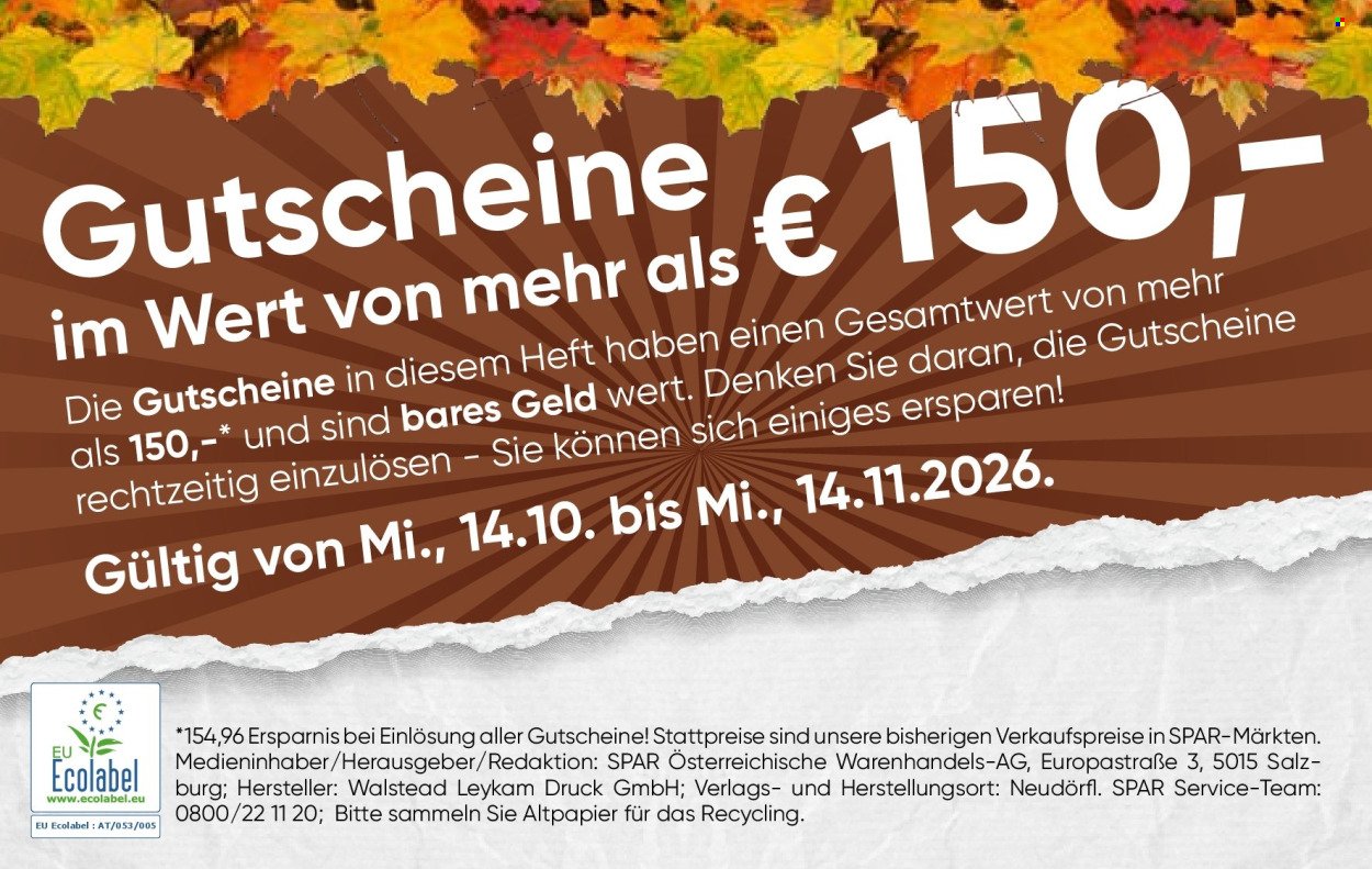 SPAR Flugblatt - Ab Mittwoch, 14.10.2026
