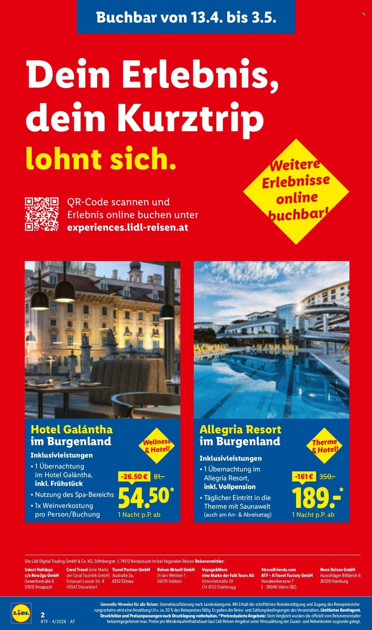 LIDL Flugblatt - April/Mai Reise-Highlights