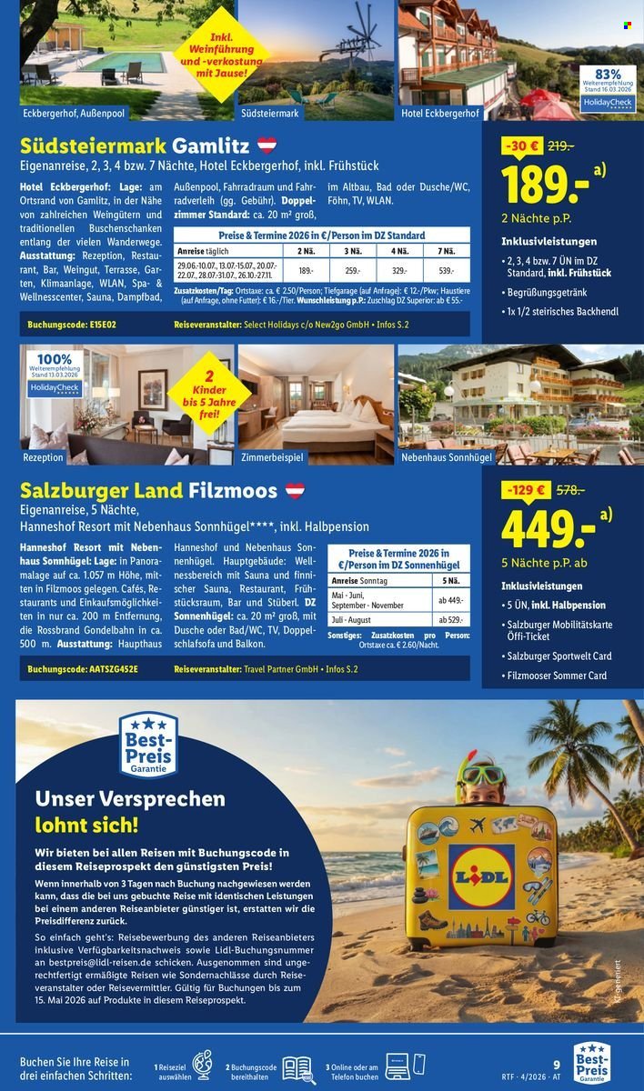 LIDL Flugblatt - April/Mai Reise-Highlights