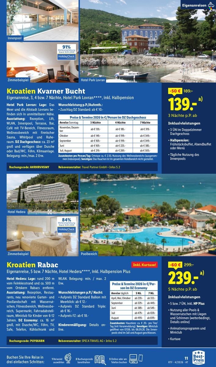 LIDL Flugblatt - April/Mai Reise-Highlights