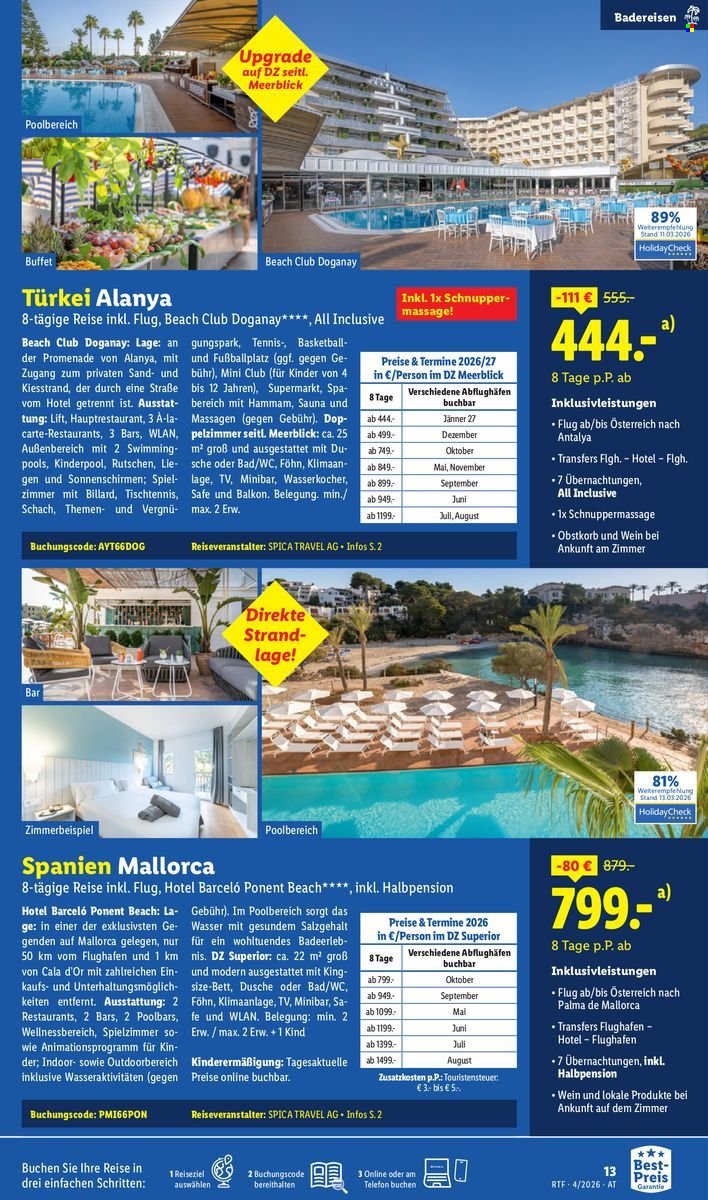 LIDL Flugblatt - April/Mai Reise-Highlights