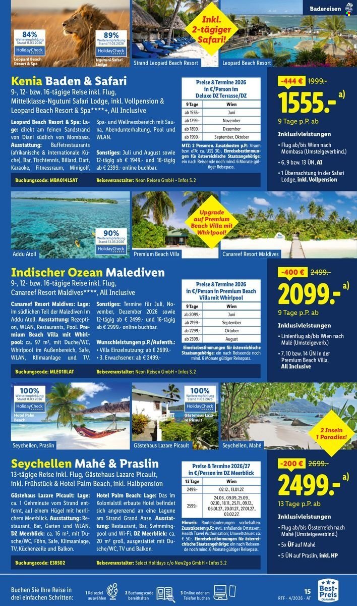 LIDL Flugblatt - April/Mai Reise-Highlights