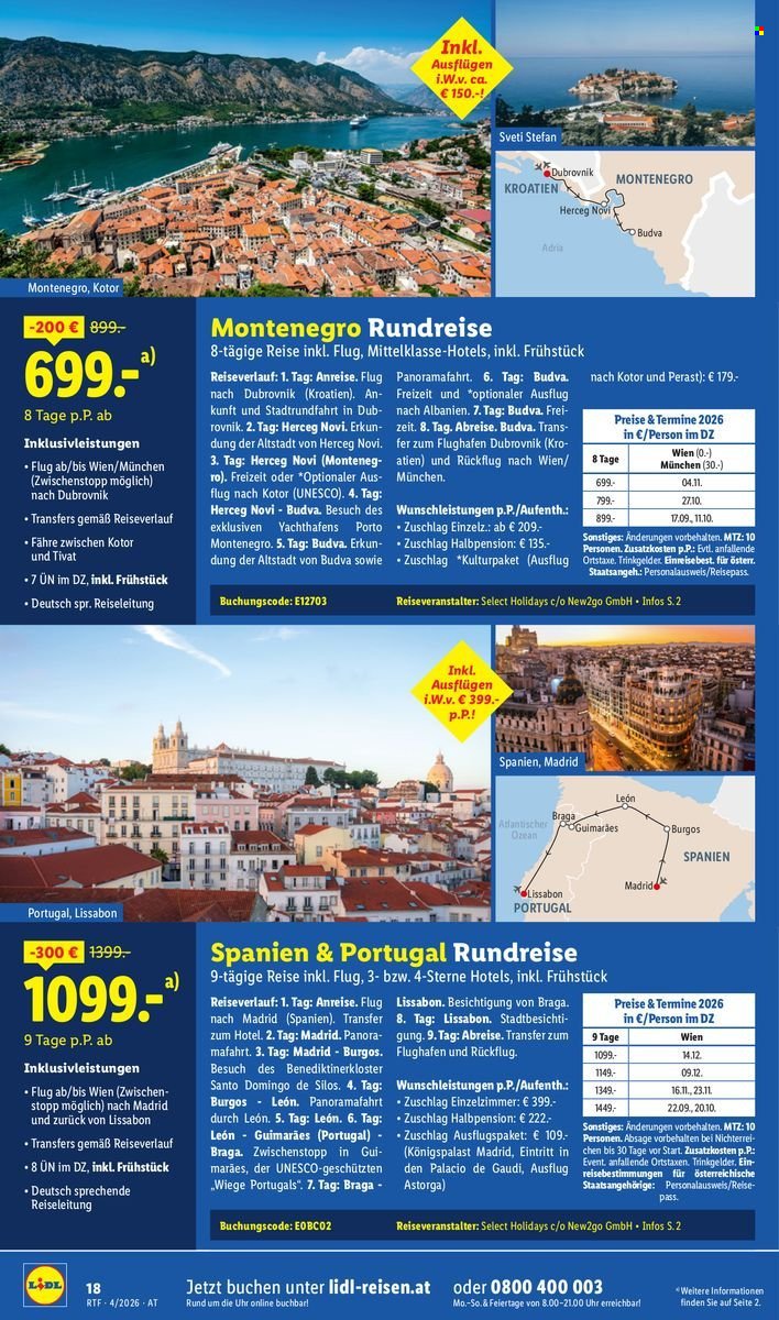 LIDL Flugblatt - April/Mai Reise-Highlights