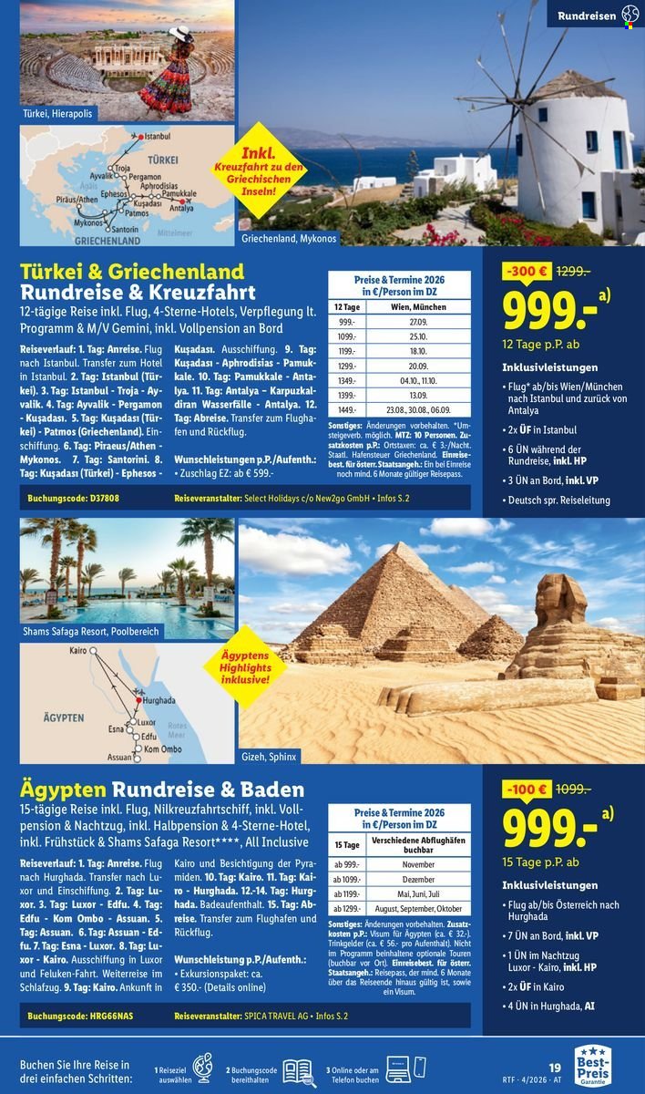 LIDL Flugblatt - April/Mai Reise-Highlights