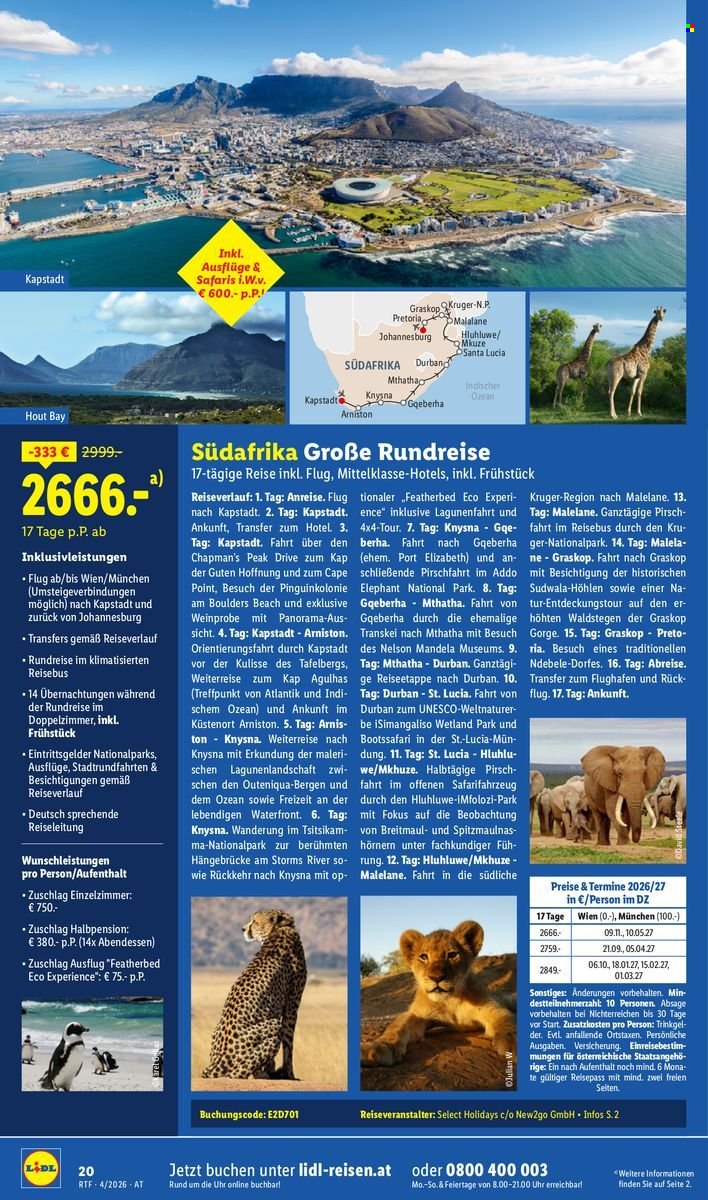 LIDL Flugblatt - April/Mai Reise-Highlights