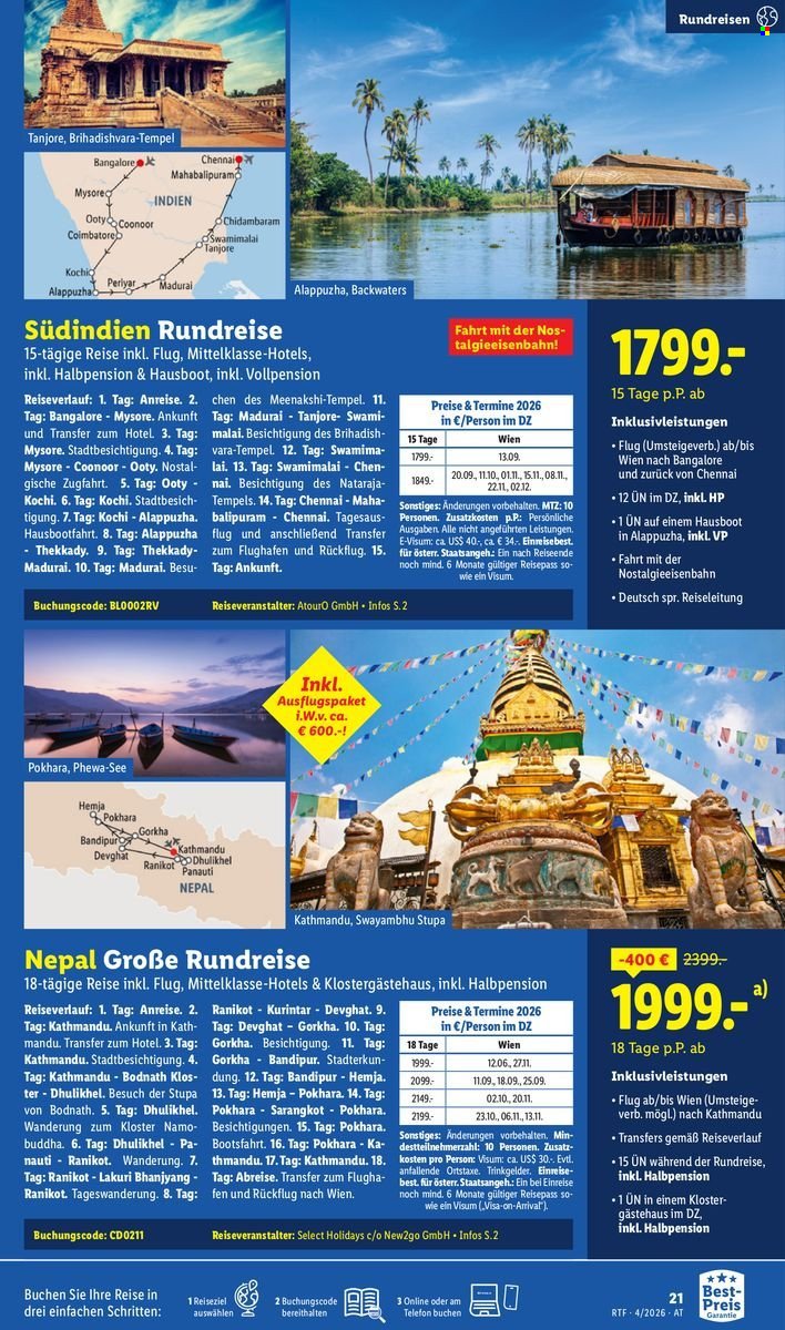 LIDL Flugblatt - April/Mai Reise-Highlights