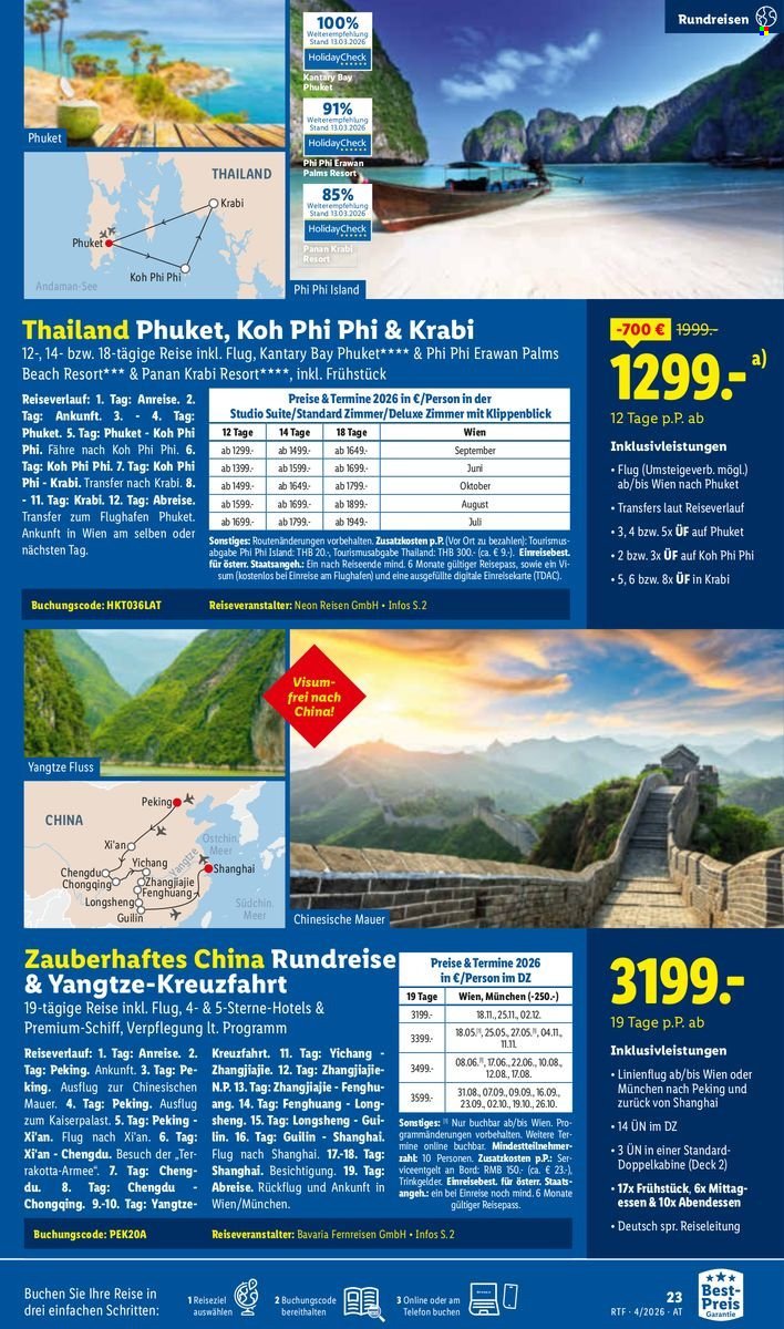 LIDL Flugblatt - April/Mai Reise-Highlights
