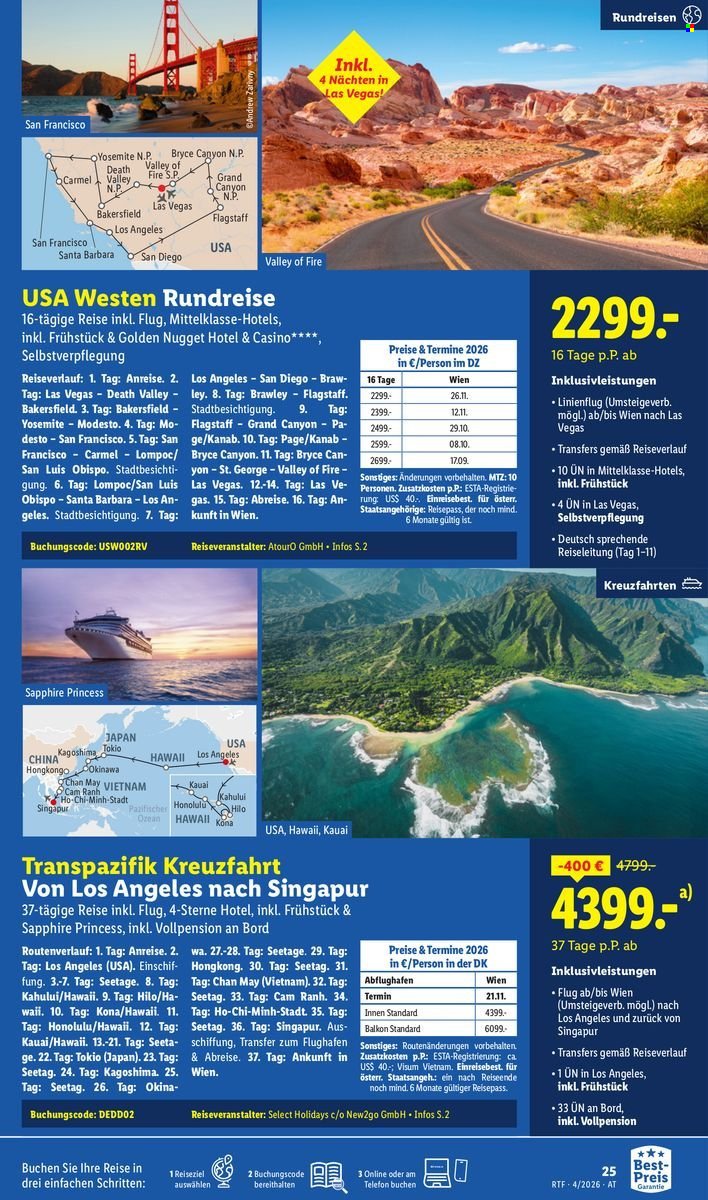 LIDL Flugblatt - April/Mai Reise-Highlights