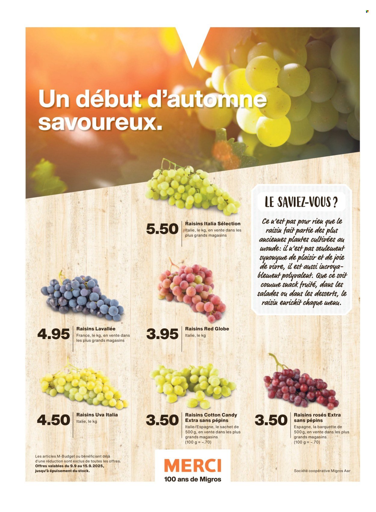 MIGROS Prospekt - Vom 9.9.2025 (2025-09-09 - 2025-09-15)