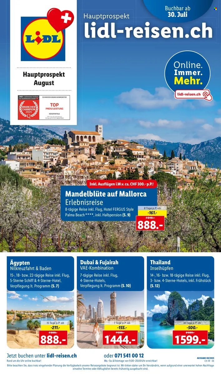 LIDL Prospekt - August - Reise-Highlights (2025-07-30 - 2025-08-31) | 1