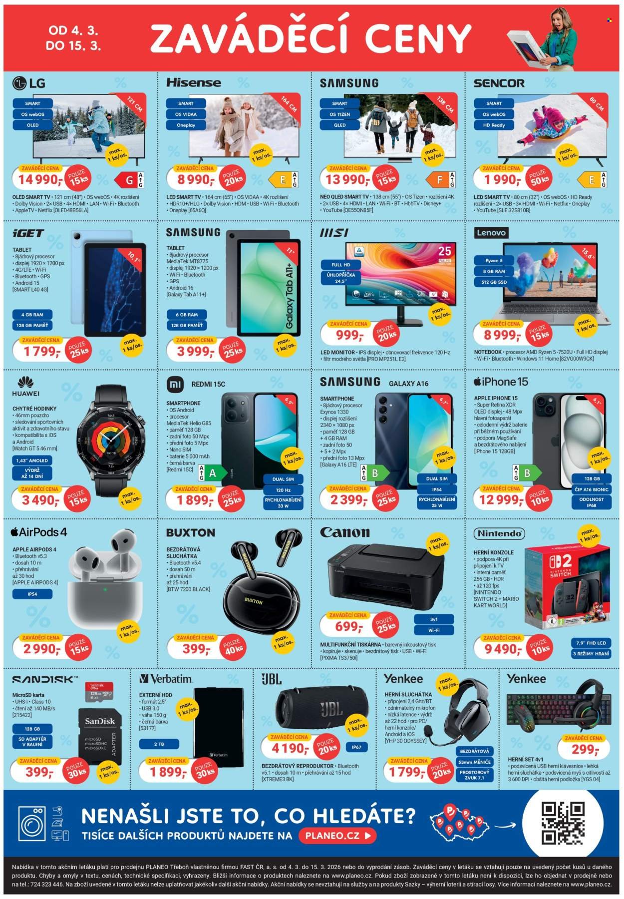 PLANEO ELEKTRO leták - Dne 4.3. otevíráme novou prodejnu v Třeboni (2026-03-04 - 2026-03-15)