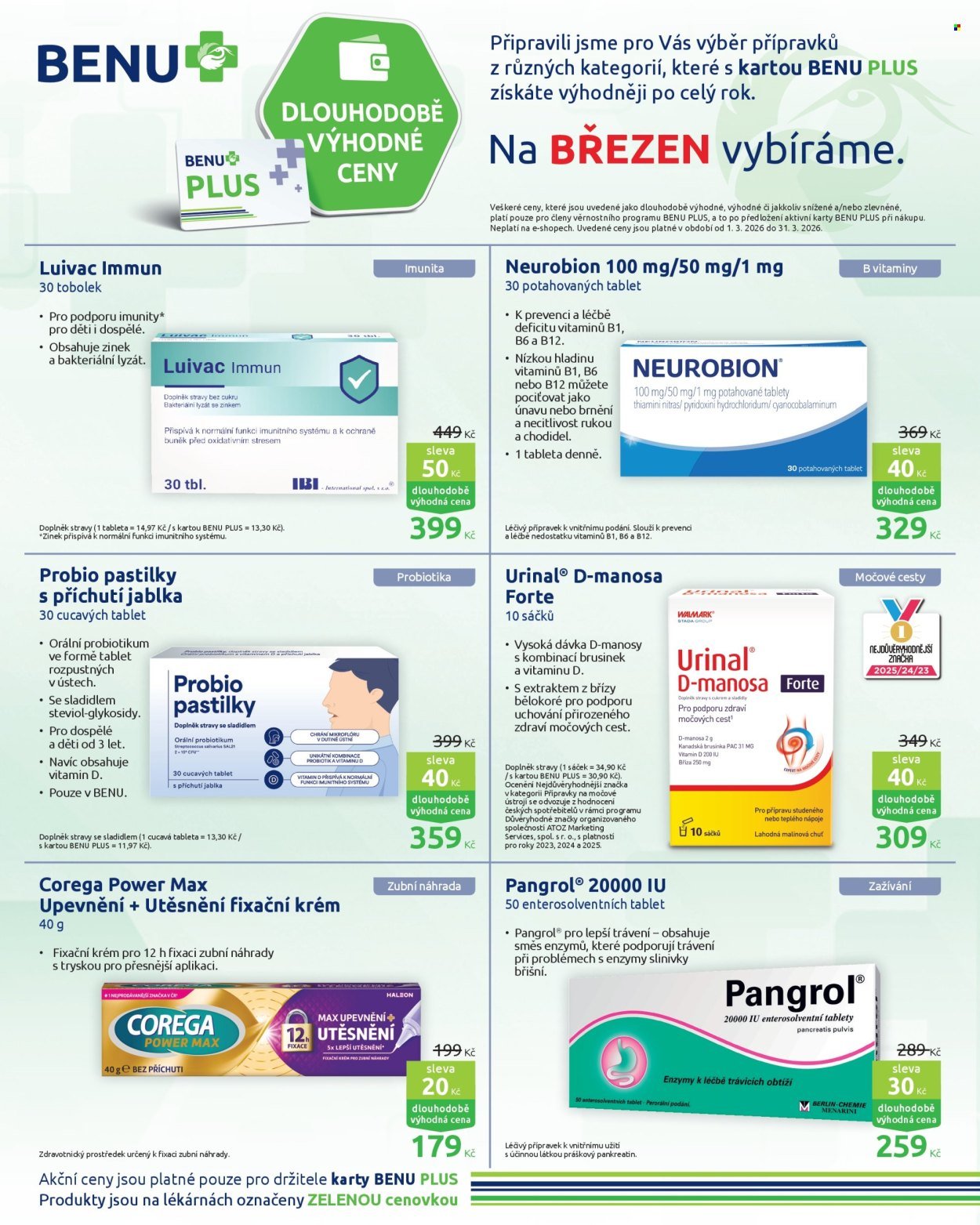BENU LÉKÁRNA leták - Dlouhodobě výhodné ceny (2026-03-01 - 2026-03-31)