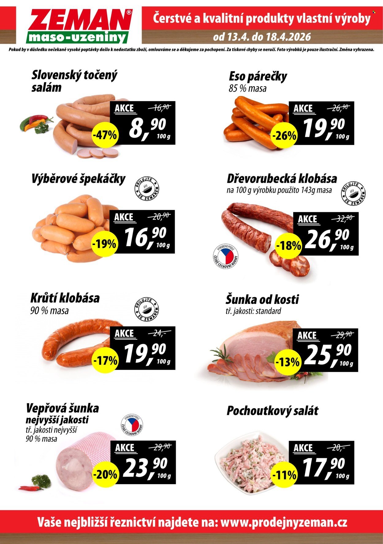 ZEMAN MASO-UZENINY leták - Od pondělí 13.4.2026 (2026-04-13 - 2026-04-18)