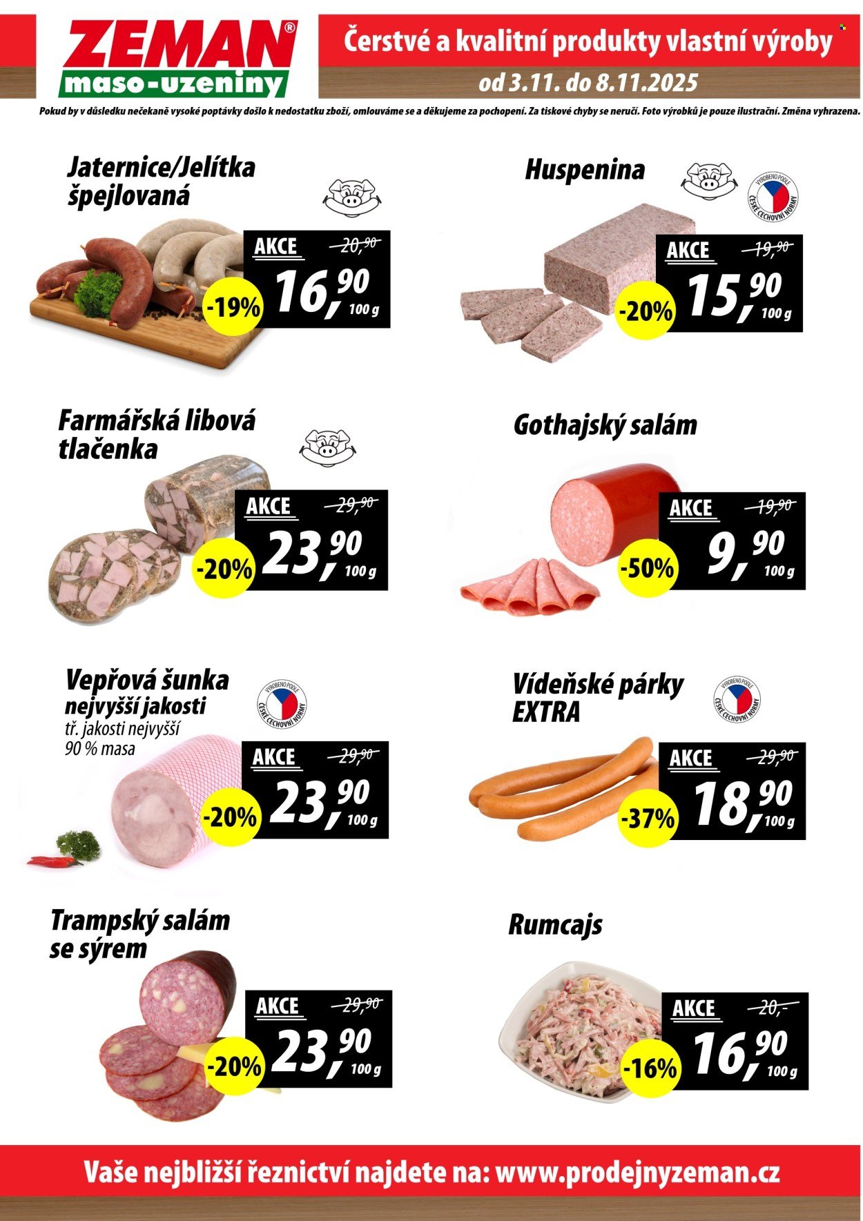 ZEMAN MASO-UZENINY leták - Od pondělí 3.11.2025 (2025-11-03 - 2025-11-08)