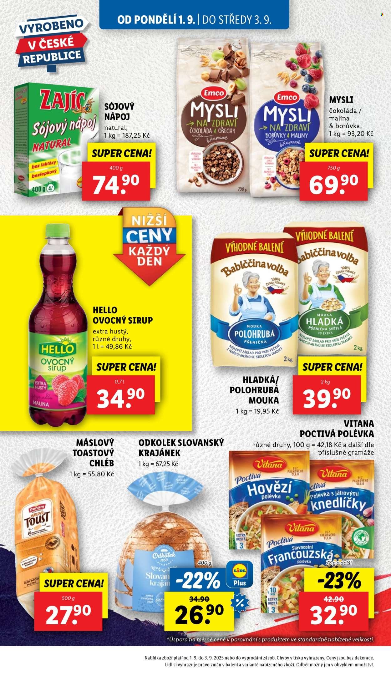 LIDL leták - Od pondělí 1.9.2025 (2025-09-01 - 2025-09-03)