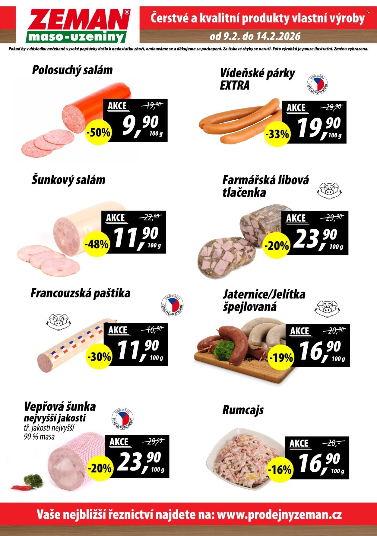 ZEMAN MASO-UZENINY leták - Od pondělí 9.2.2026 (2026-02-09 - 2026-02-14)