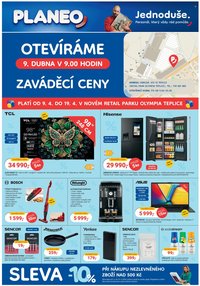 PLANEO ELEKTRO leták - Dne 9.4. otevíráme novou prodejnu v Teplicích (2026-04-09 - 2026-04-19)