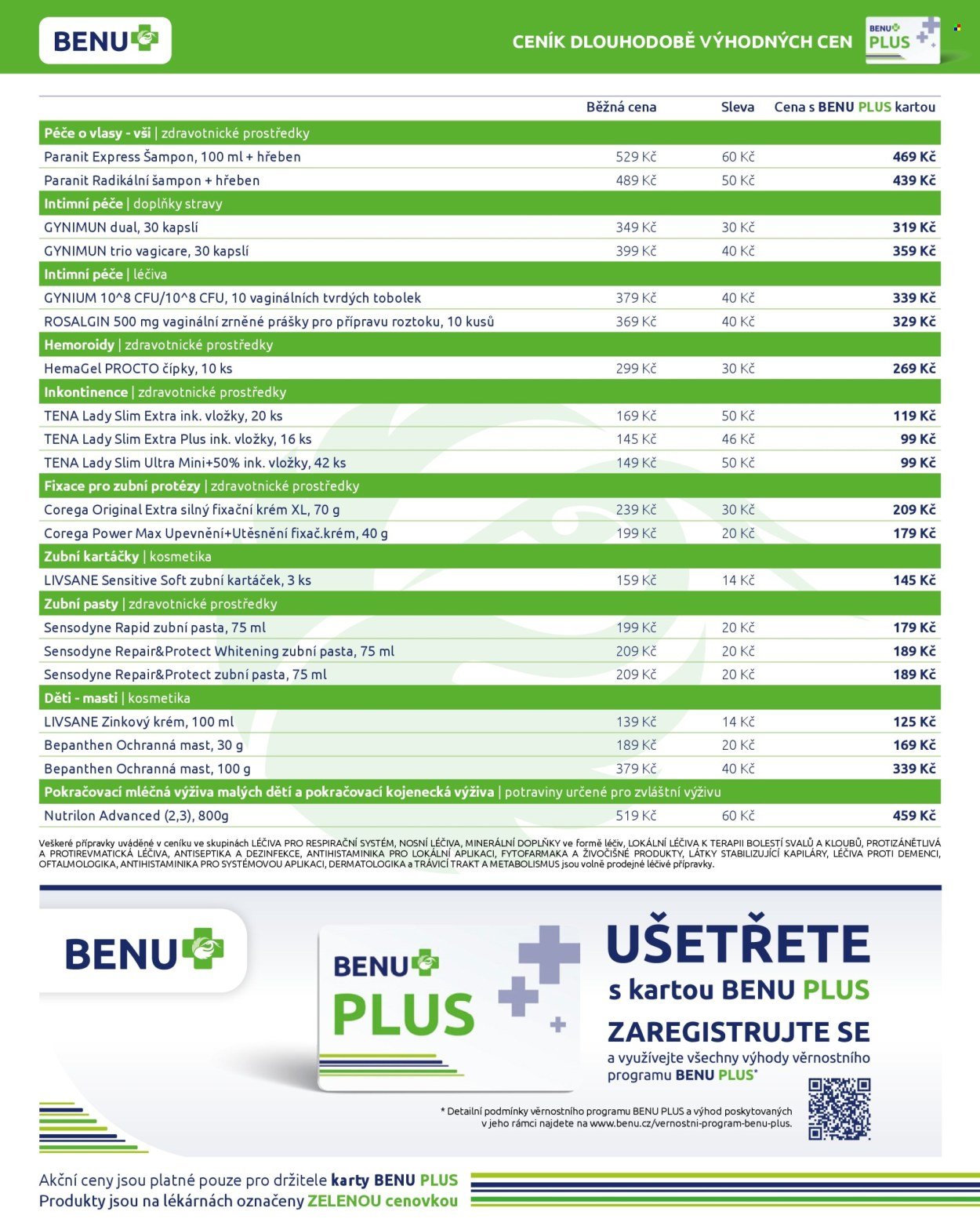 BENU LÉKÁRNA leták - Dlouhodobě výhodné ceny