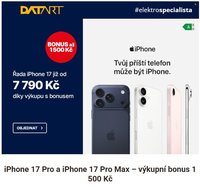 DATART leták - Řada Iphone 17 již od 7 790 Kč díky výkupu s bonusem