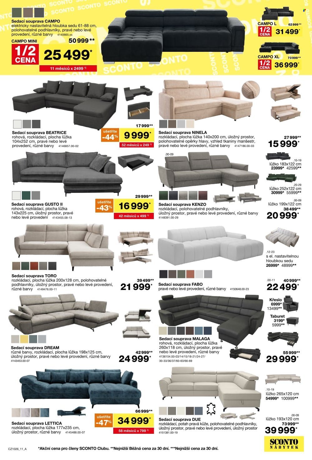 SCONTO NÁBYTEK leták - -40% na ložnice, postele, matrace, rošty, šatní skříně, komody, noční stolky