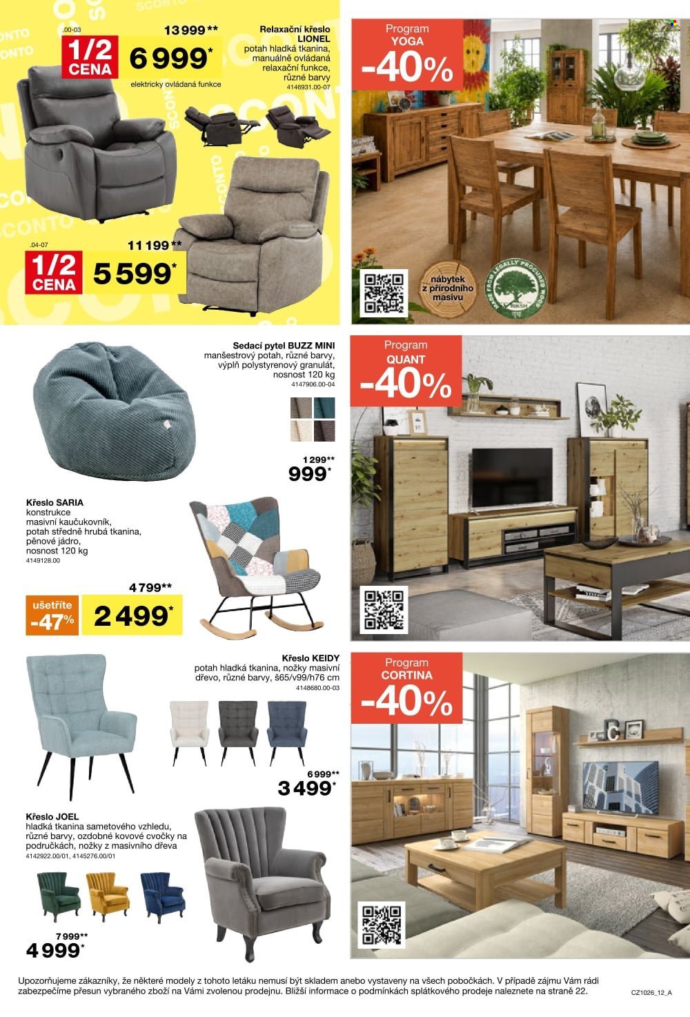 SCONTO NÁBYTEK leták - -40% na ložnice, postele, matrace, rošty, šatní skříně, komody, noční stolky