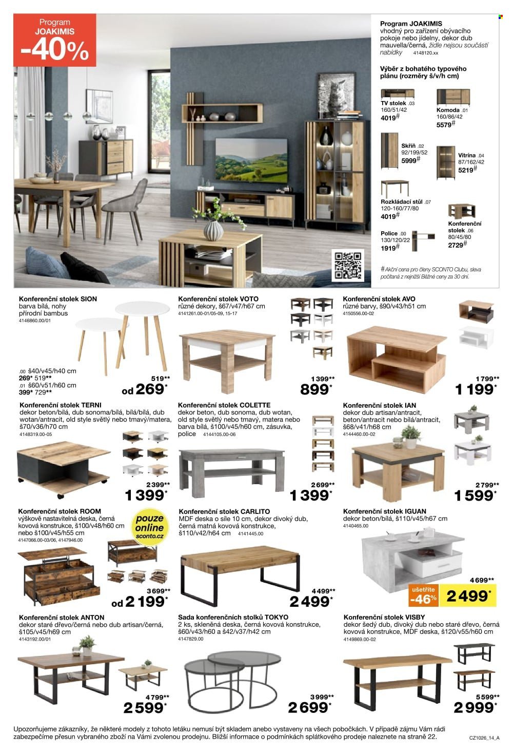 SCONTO NÁBYTEK leták - -40% na ložnice, postele, matrace, rošty, šatní skříně, komody, noční stolky