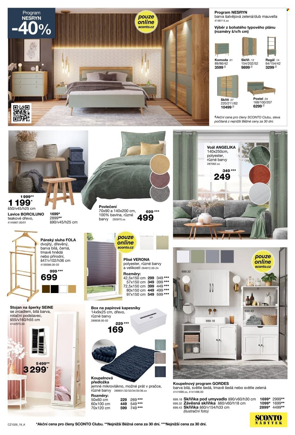 SCONTO NÁBYTEK leták - -40% na ložnice, postele, matrace, rošty, šatní skříně, komody, noční stolky