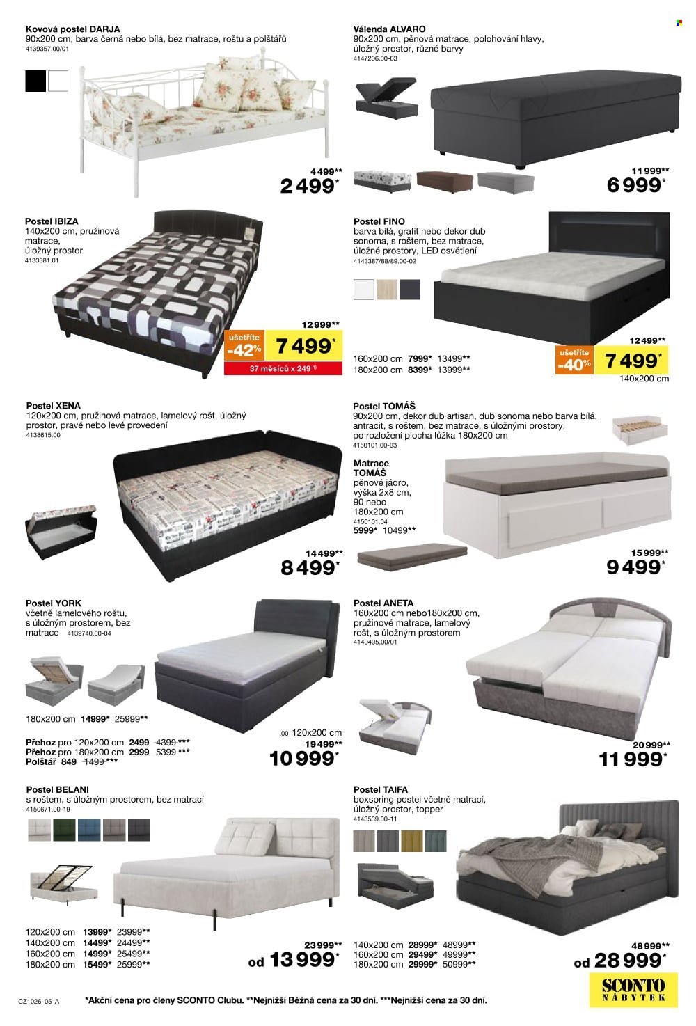 SCONTO NÁBYTEK leták - -40% na ložnice, postele, matrace, rošty, šatní skříně, komody, noční stolky