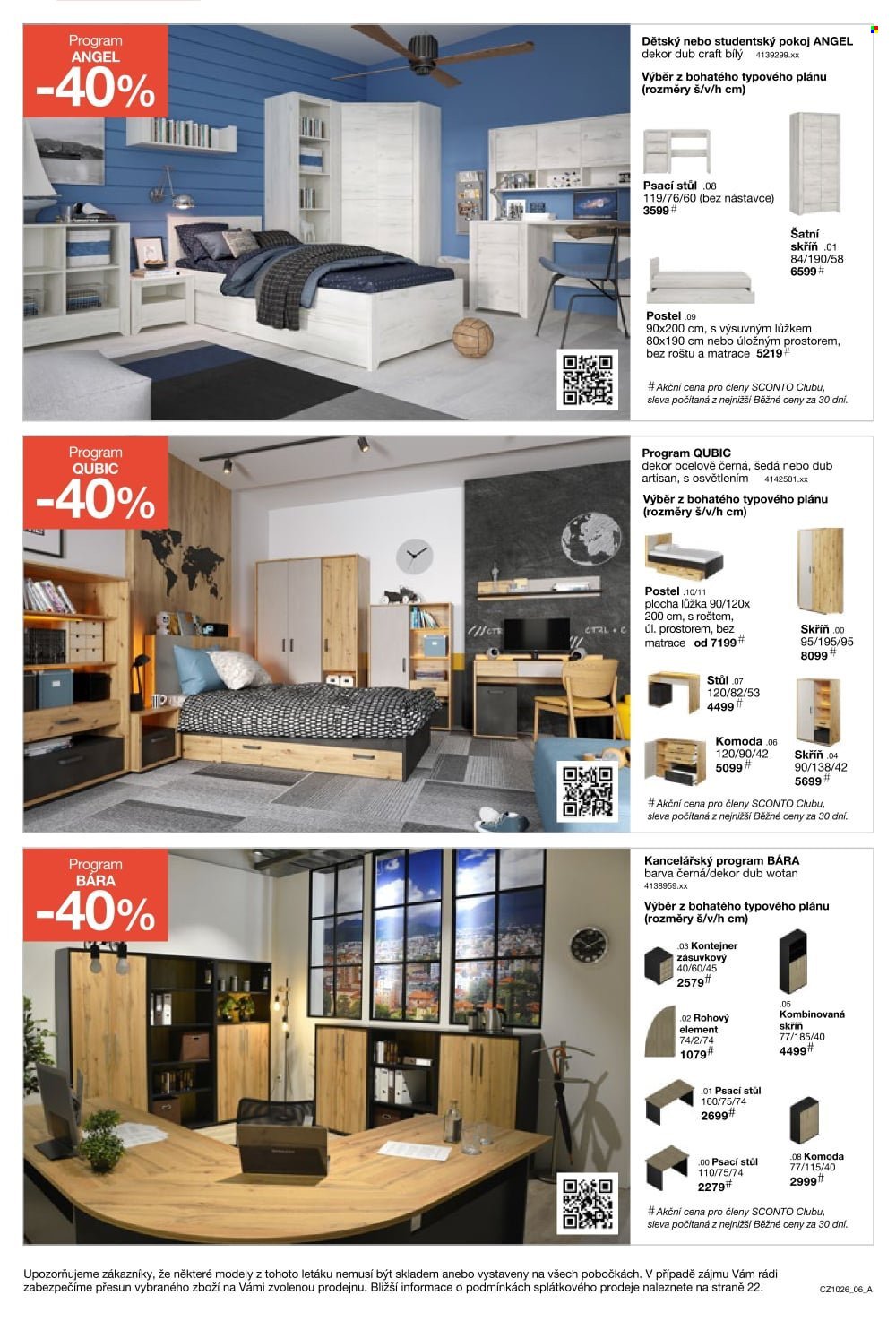 SCONTO NÁBYTEK leták - -40% na ložnice, postele, matrace, rošty, šatní skříně, komody, noční stolky
