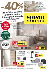 SCONTO NÁBYTEK leták - -40% na ložnice, postele, matrace, rošty, šatní skříně, komody, noční stolky